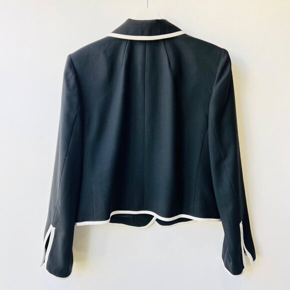 ❤️ Frame double breasted contrast trims blazer,black /white, Plus Size 14 - Picture 7 of 14